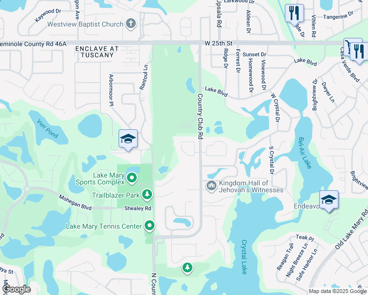 map of restaurants, bars, coffee shops, grocery stores, and more near 139 Circle Hill Road in Sanford