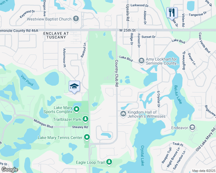 map of restaurants, bars, coffee shops, grocery stores, and more near 124 Circle Hill Road in Sanford