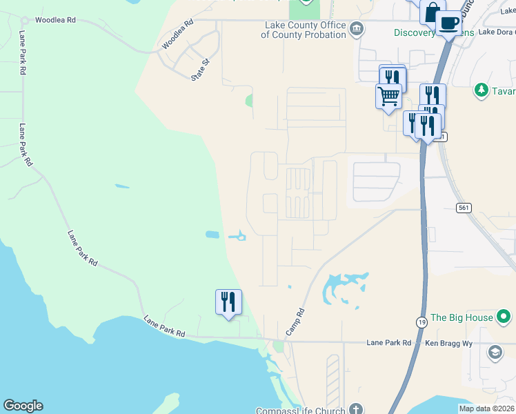 map of restaurants, bars, coffee shops, grocery stores, and more near 2539 Valhalla Drive in Tavares