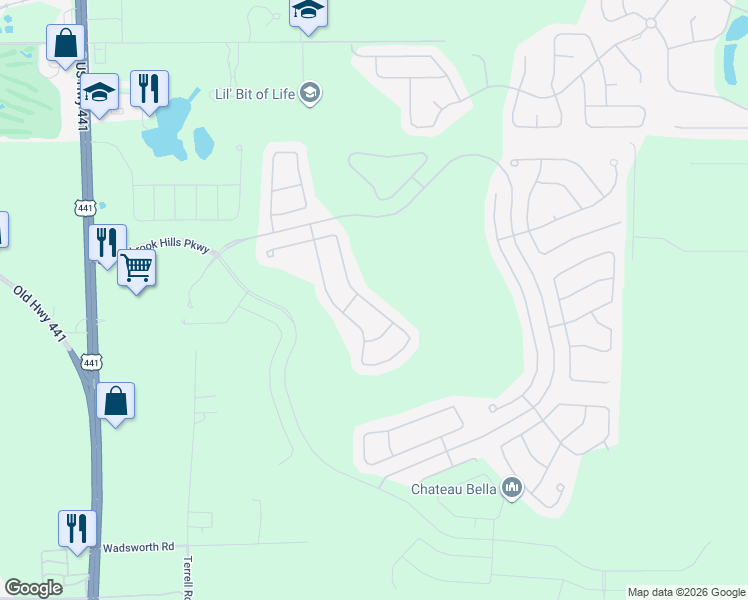 map of restaurants, bars, coffee shops, grocery stores, and more near 5132 Rishley Run Way in Mount Dora
