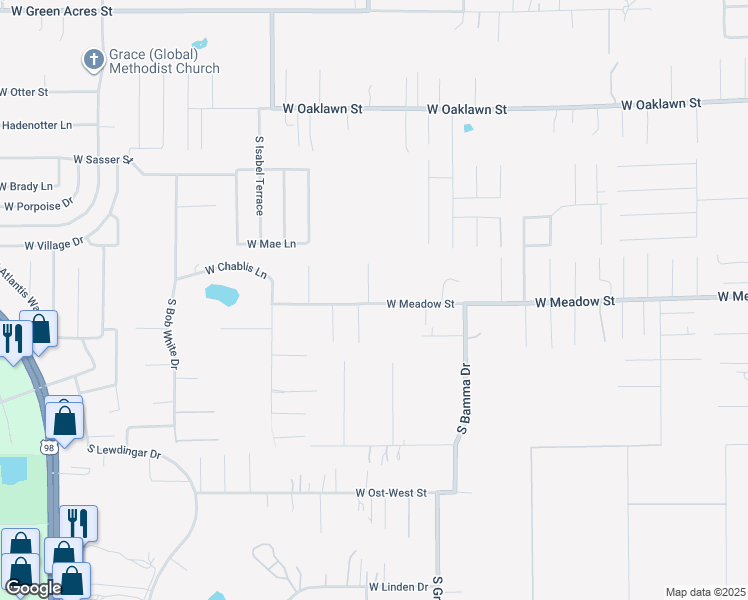 map of restaurants, bars, coffee shops, grocery stores, and more near 6277-6343 West Meadow Street in Homosassa
