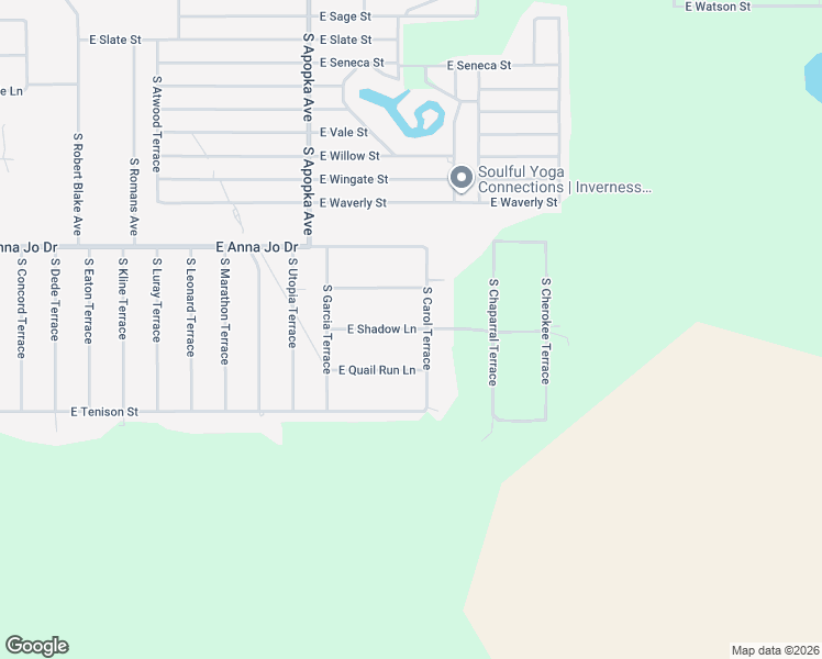map of restaurants, bars, coffee shops, grocery stores, and more near 6520 East Shadow Lane in Inverness