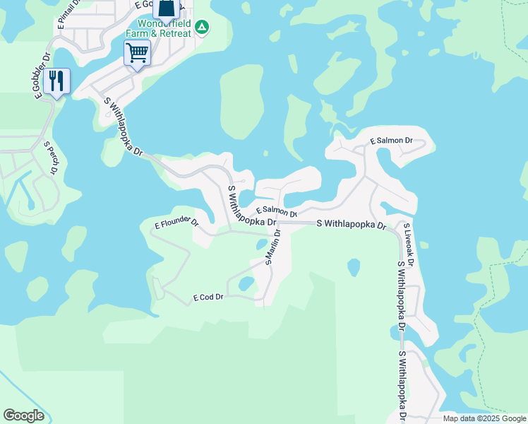 map of restaurants, bars, coffee shops, grocery stores, and more near 11108 East Salmon Drive in Floral City