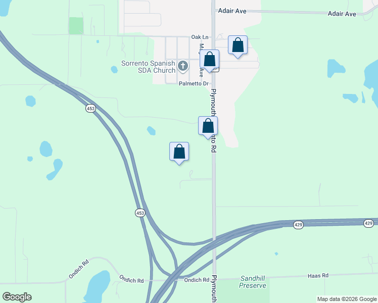 map of restaurants, bars, coffee shops, grocery stores, and more near 6614 Plymouth Sorrento Road in Apopka