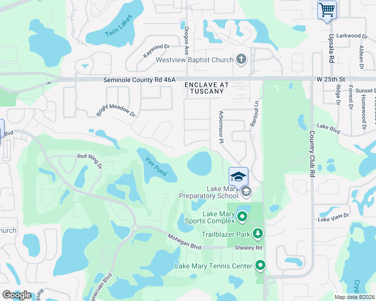 map of restaurants, bars, coffee shops, grocery stores, and more near 434 Vía Tuscany Loop in Lake Mary