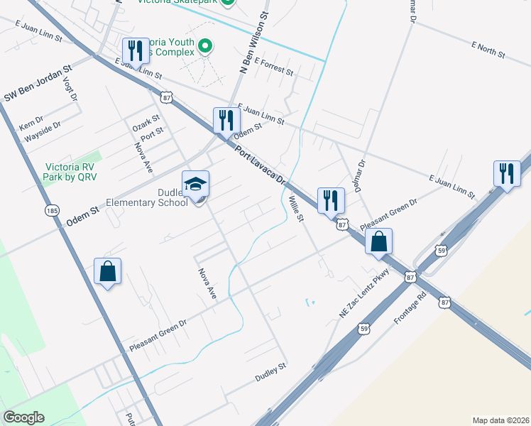 map of restaurants, bars, coffee shops, grocery stores, and more near 2905 Robin Street in Victoria