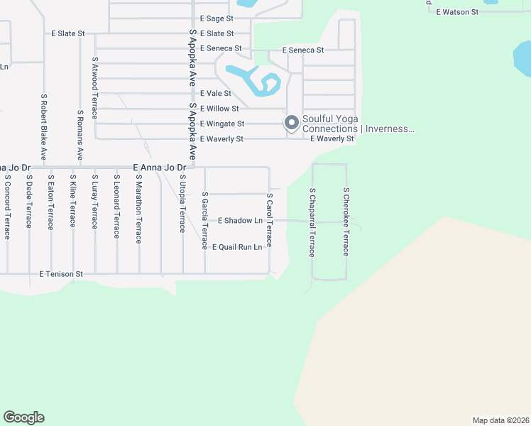 map of restaurants, bars, coffee shops, grocery stores, and more near 6520 East Shadow Lane in Inverness
