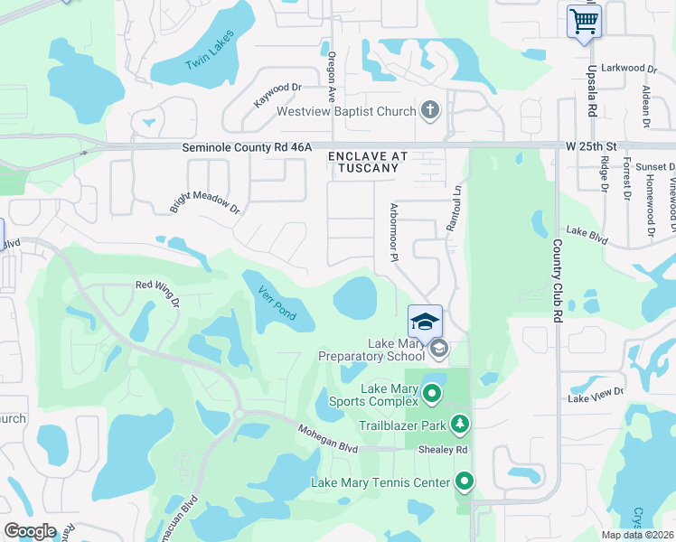 map of restaurants, bars, coffee shops, grocery stores, and more near 434 Vía Tuscany Loop in Lake Mary