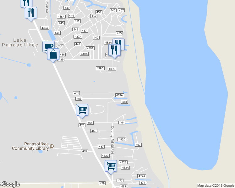 map of restaurants, bars, coffee shops, grocery stores, and more near 965 County Road 461 in Lake Panasoffkee