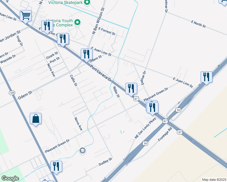 map of restaurants, bars, coffee shops, grocery stores, and more near 3601 Willie Street in Victoria
