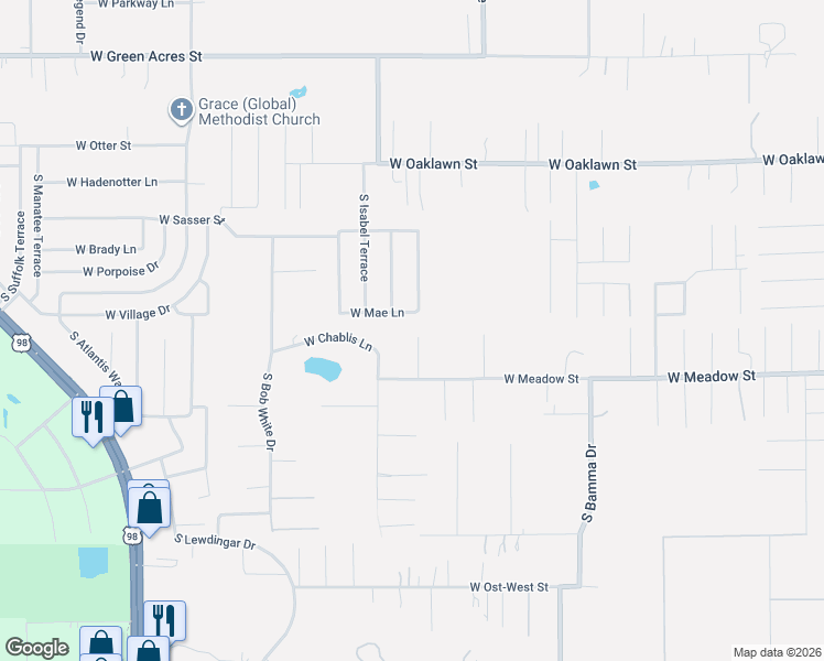 map of restaurants, bars, coffee shops, grocery stores, and more near 6544 West Mae Lane in Homosassa
