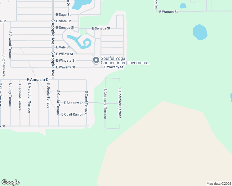map of restaurants, bars, coffee shops, grocery stores, and more near 5500 South Cherokee Terrace in Inverness