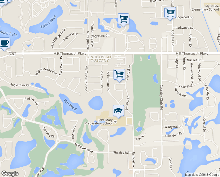 map of restaurants, bars, coffee shops, grocery stores, and more near 865 Arbormoor Place in Lake Mary