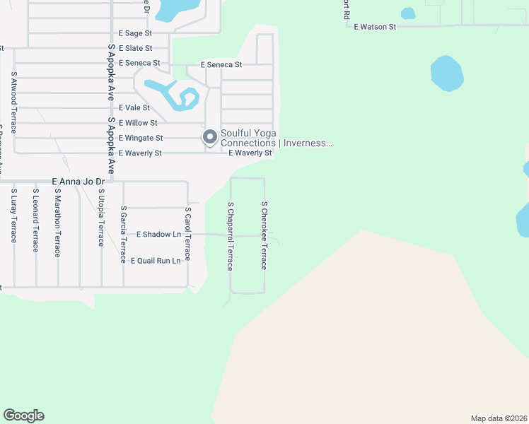 map of restaurants, bars, coffee shops, grocery stores, and more near 5500 South Cherokee Terrace in Inverness