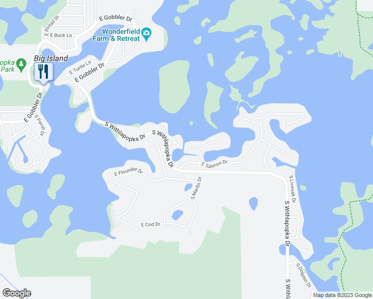 map of restaurants, bars, coffee shops, grocery stores, and more near 11182 East Tarpon Court in Floral City