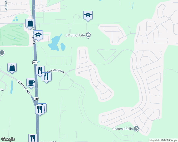 map of restaurants, bars, coffee shops, grocery stores, and more near 6304 Rolden Court in Mount Dora