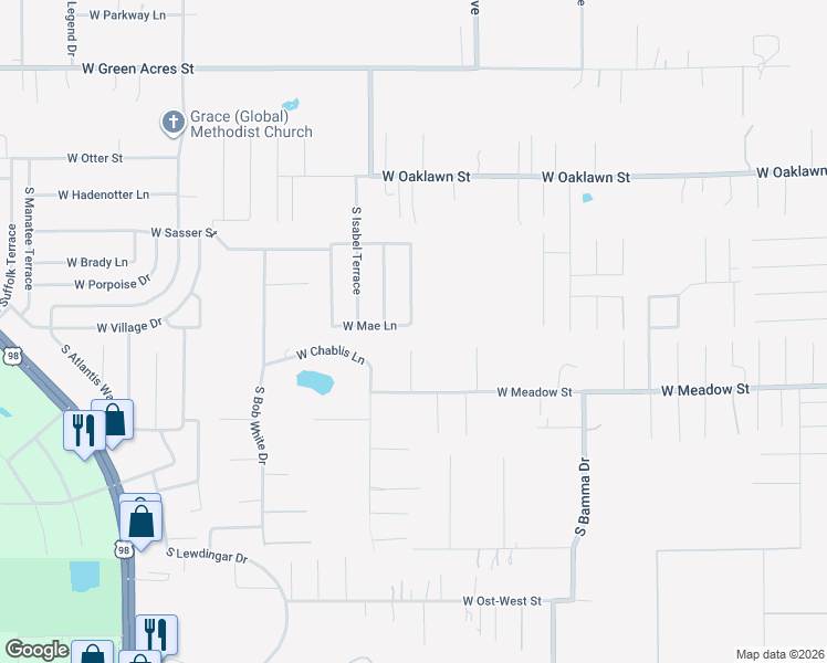 map of restaurants, bars, coffee shops, grocery stores, and more near 6544 West Mae Lane in Homosassa