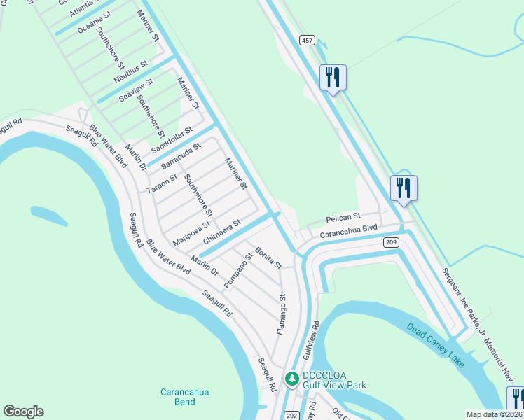 map of restaurants, bars, coffee shops, grocery stores, and more near 205 Albacore Street in Bay City