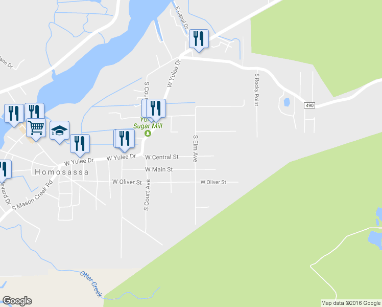 map of restaurants, bars, coffee shops, grocery stores, and more near 10291 West Central Street in Homosassa