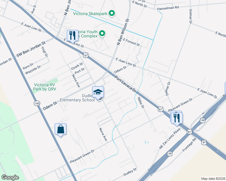 map of restaurants, bars, coffee shops, grocery stores, and more near 2908 Francis Street in Victoria