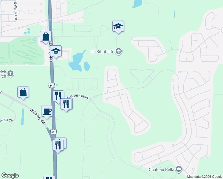 map of restaurants, bars, coffee shops, grocery stores, and more near 5891 Ansley Way in Mount Dora