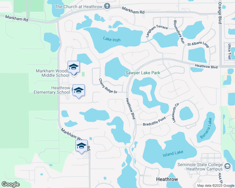 map of restaurants, bars, coffee shops, grocery stores, and more near 1517 Cherry Ridge Drive in Lake Mary