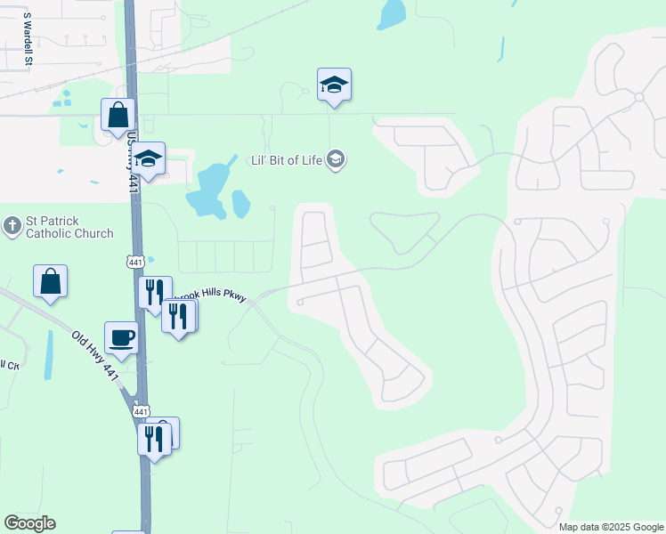 map of restaurants, bars, coffee shops, grocery stores, and more near 5848 Ansley Way in Mount Dora