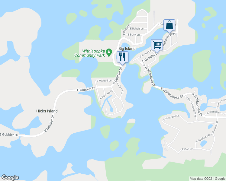 map of restaurants, bars, coffee shops, grocery stores, and more near 5460 South Pike Way in Floral City
