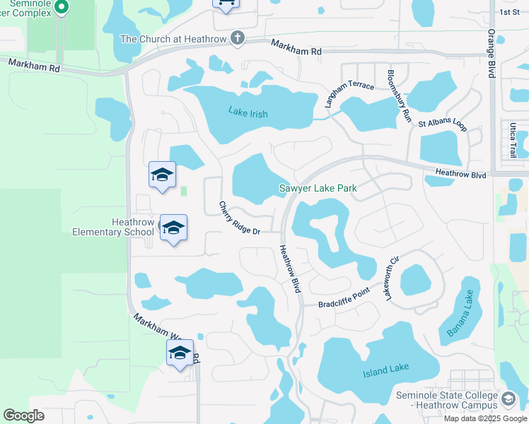 map of restaurants, bars, coffee shops, grocery stores, and more near 924 Wild Cherry Court in Lake Mary