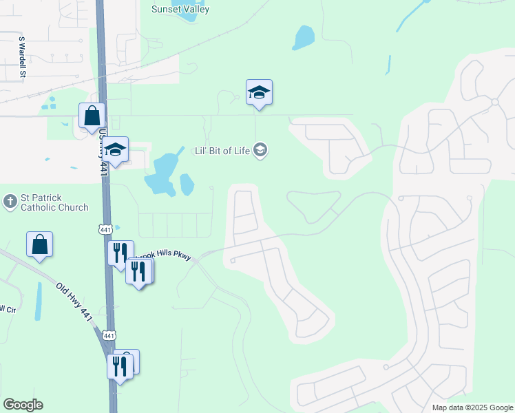 map of restaurants, bars, coffee shops, grocery stores, and more near 5746 Ansley Way in Mount Dora