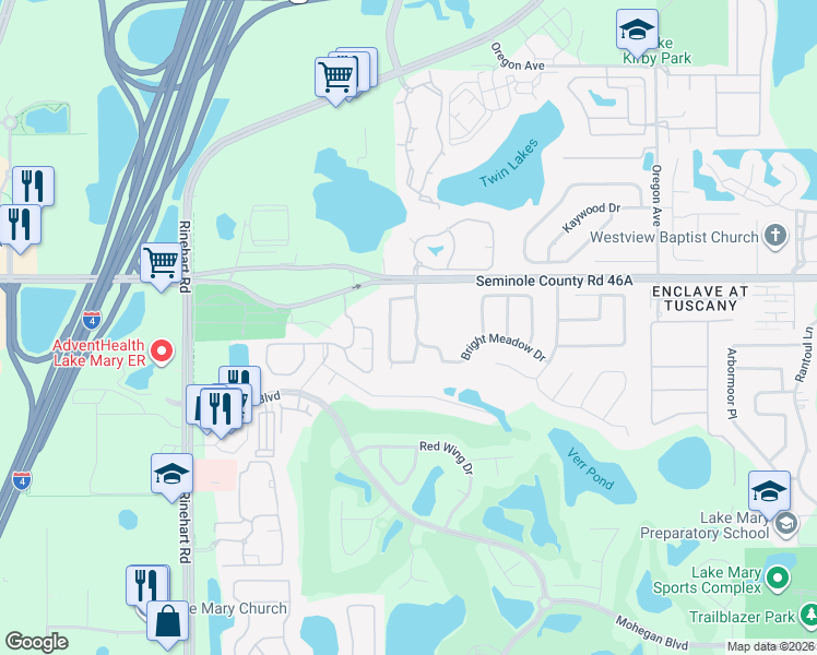 map of restaurants, bars, coffee shops, grocery stores, and more near 479 Autumn Oaks Place in Lake Mary
