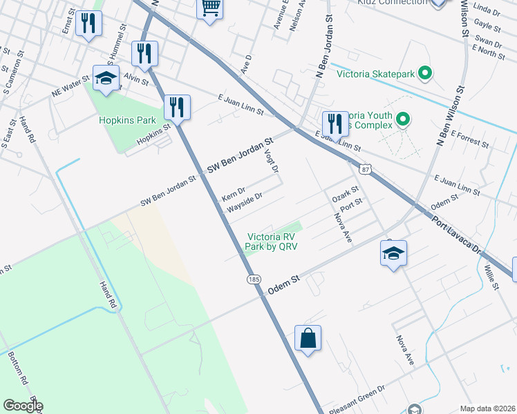 map of restaurants, bars, coffee shops, grocery stores, and more near 1210 South Laurent Street in Victoria