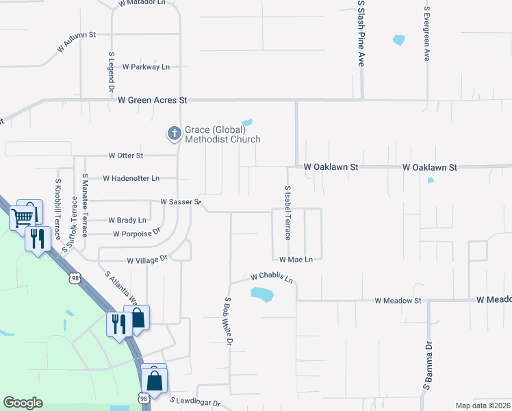 map of restaurants, bars, coffee shops, grocery stores, and more near 6811 West Sasser Street in Homosassa