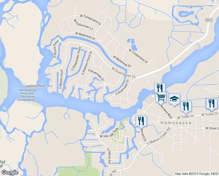 map of restaurants, bars, coffee shops, grocery stores, and more near 11545 West Clubview Drive in Homosassa
