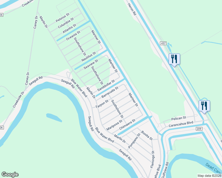 map of restaurants, bars, coffee shops, grocery stores, and more near 77 San Dollar Street in Bay City