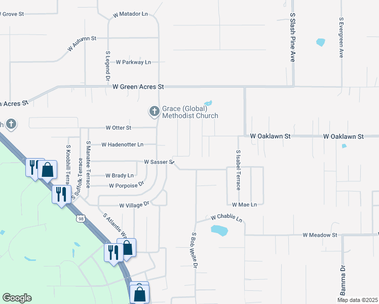 map of restaurants, bars, coffee shops, grocery stores, and more near 5180 South Austin Point in Homosassa