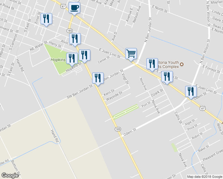 map of restaurants, bars, coffee shops, grocery stores, and more near 2006 Kern Drive in Victoria