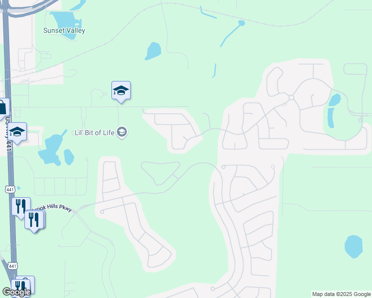 map of restaurants, bars, coffee shops, grocery stores, and more near 20922 Sullivan Ranch Boulevard in Mount Dora