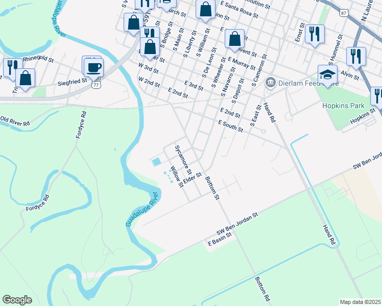 map of restaurants, bars, coffee shops, grocery stores, and more near 1405 Bottom Street in Victoria