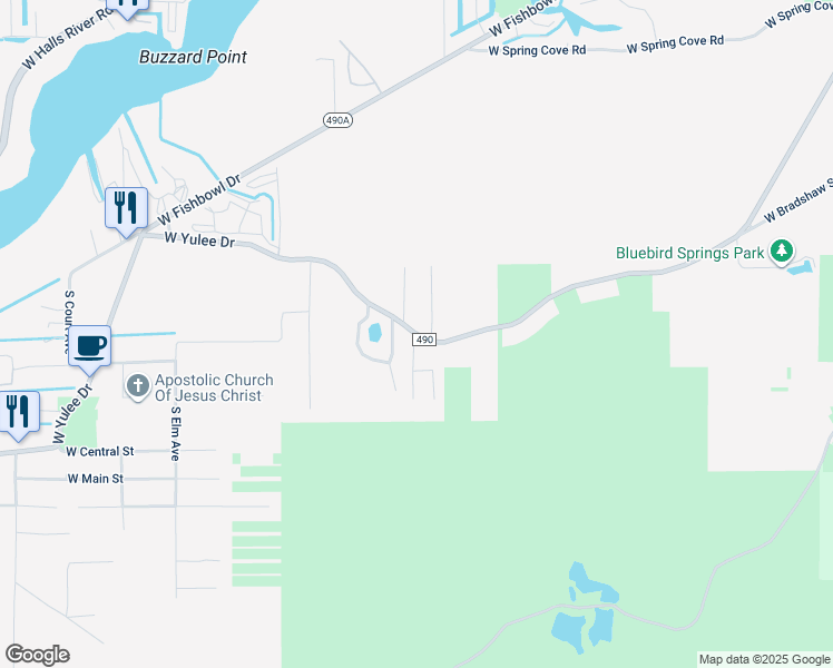 map of restaurants, bars, coffee shops, grocery stores, and more near 9673 West Yulee Drive in Homosassa