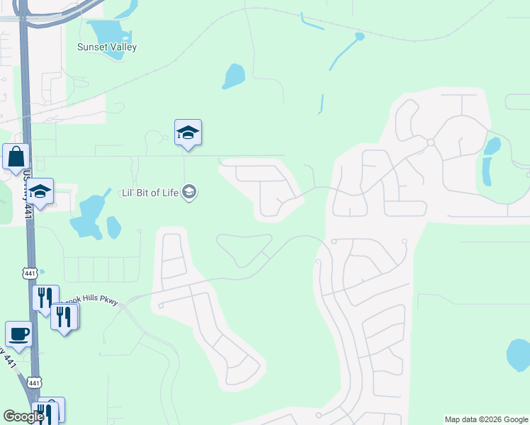 map of restaurants, bars, coffee shops, grocery stores, and more near 20837 Sullivan Ranch Boulevard in Mount Dora
