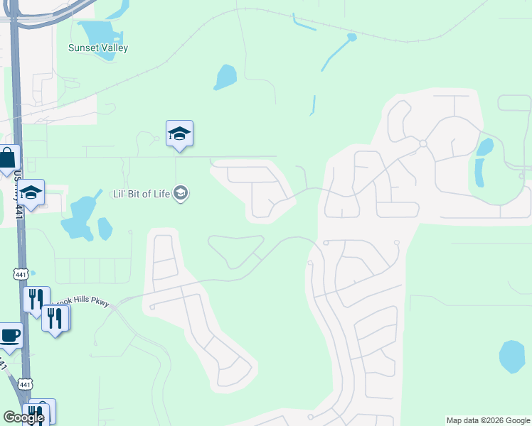 map of restaurants, bars, coffee shops, grocery stores, and more near 20837 Sullivan Ranch Boulevard in Mount Dora