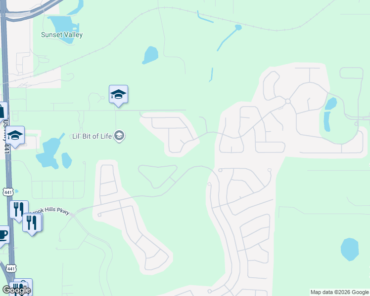 map of restaurants, bars, coffee shops, grocery stores, and more near 20930 Sullivan Ranch Boulevard in Mount Dora