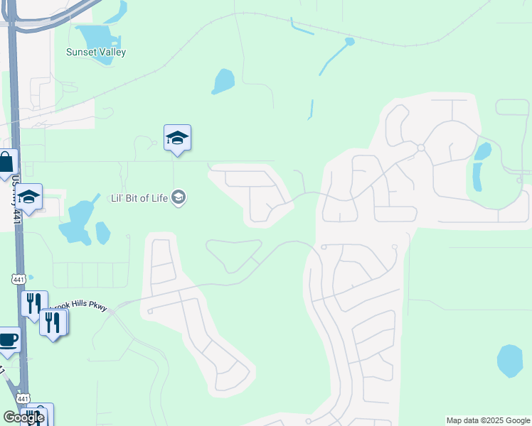 map of restaurants, bars, coffee shops, grocery stores, and more near 20929 Sullivan Ranch Boulevard in Mount Dora
