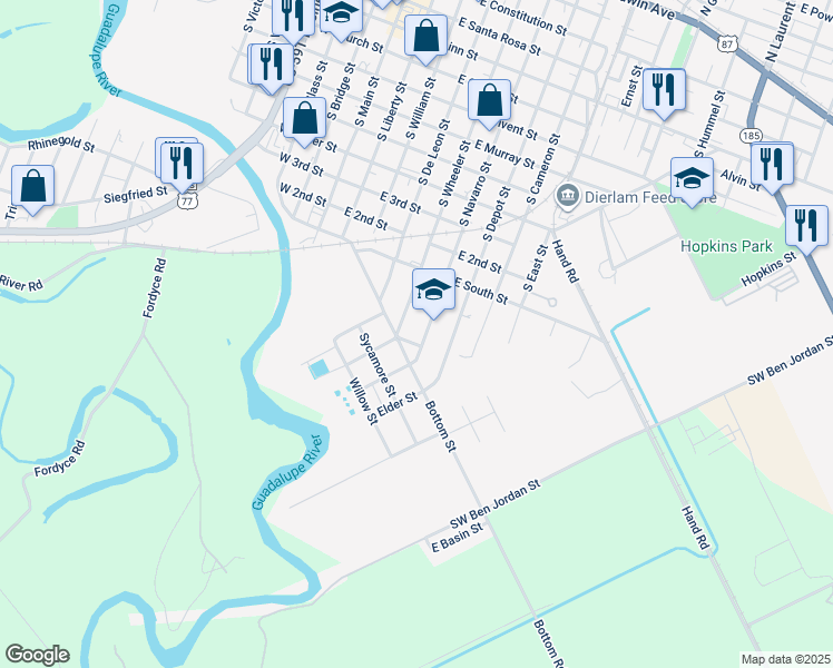 map of restaurants, bars, coffee shops, grocery stores, and more near 1405 Bottom Street in Victoria