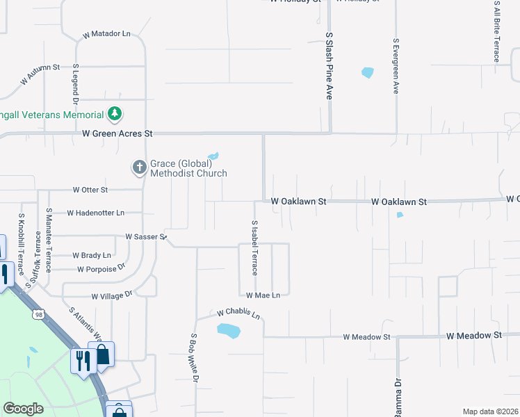 map of restaurants, bars, coffee shops, grocery stores, and more near 5187 South Isabel Terrace in Homosassa