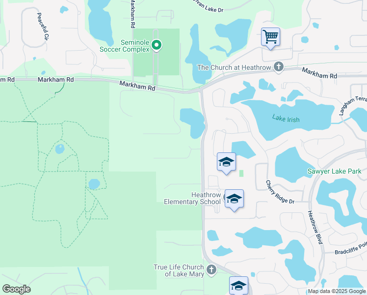 map of restaurants, bars, coffee shops, grocery stores, and more near 1756 Brackenhurst Place in Lake Mary