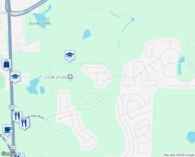 map of restaurants, bars, coffee shops, grocery stores, and more near 20815 Sullivan Ranch Boulevard in Mount Dora
