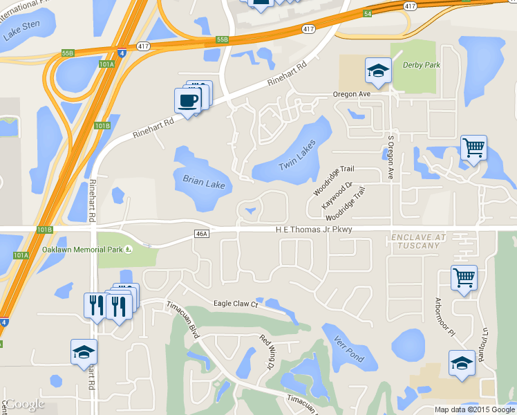 map of restaurants, bars, coffee shops, grocery stores, and more near 2726 White Magnolia Way in Sanford
