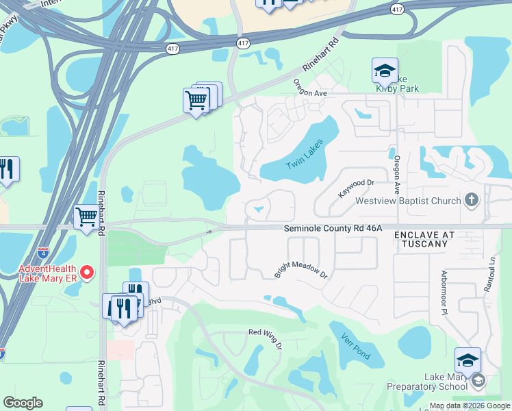 map of restaurants, bars, coffee shops, grocery stores, and more near 826 Arbor Lakes Circle in Sanford